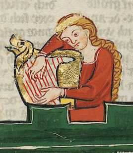 Harfistka z iluminace Codexu Manesse