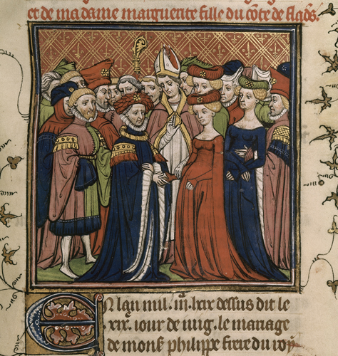 Svatba Filipa Burgundského a Markéty Flanderské, poslední čtvrtina 14.st., iluminace