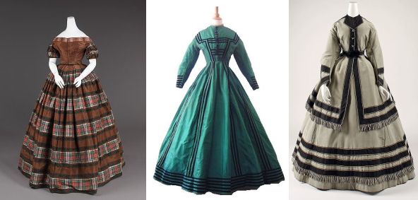 USA, MET museum, svatební šaty před pol. 19.st., 1855 a po pol. 19.st.